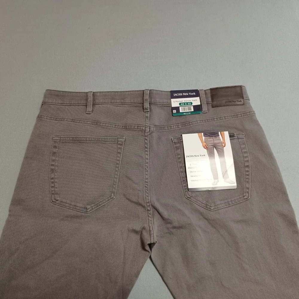 JACHS New York‎ Mens 5 Pocket Denim Pant Grey Straight Fit  40x32 S26A-128-VES